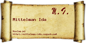 Mittelman Ida névjegykártya